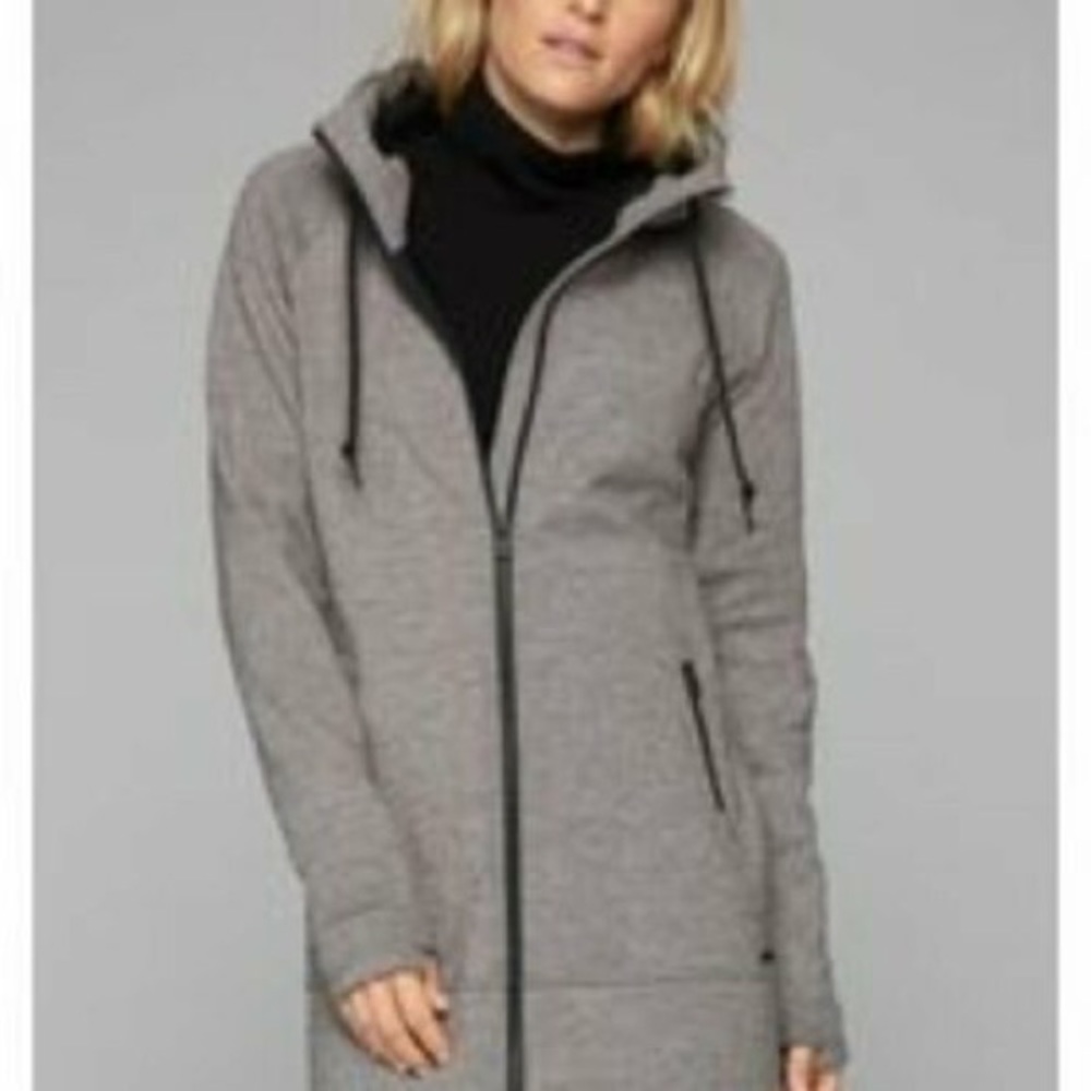 ATHLETA Stronger Long Hoodie LIGHT GREY Medium